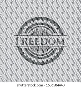 Freedom shiny silver emblem. Scales pattern. Vector Illustration. Detailed.