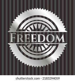 Freedom silver shiny emblem]. Vector Illustration. Mosaic. 
