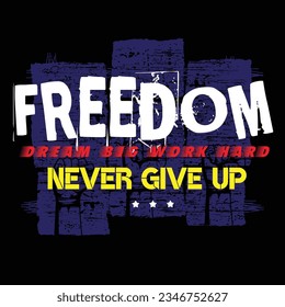 tipografía gráfica de slogan tee de la libertad para imprimir ilustración de camiseta vectorial art