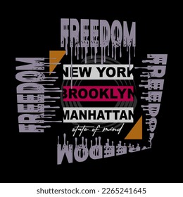 freedom slogan text typography vector design