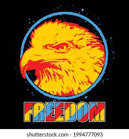 freedom slogan,print with icons bird,Vector illustration Image - vectors