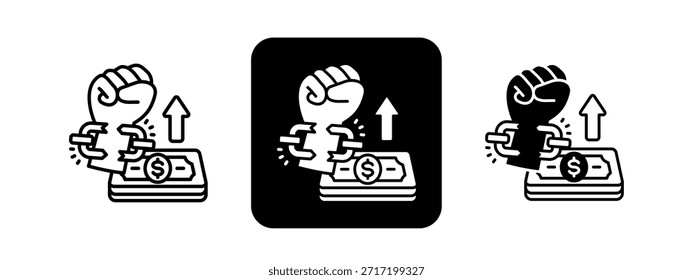 Liberdade Cor sólida e desenho de linha preta conjunto de ilustração vetorial