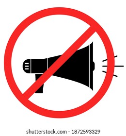 Prohibición de la libertad de expresión. Señal vectorial de censura. Concepto de no hablar. Sin publicidad, sin icono publicitario. Prohibición del ruido. Ningún icono de propaganda