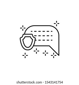 Freedom of speech speech bubble shield protection icon. Element of no government