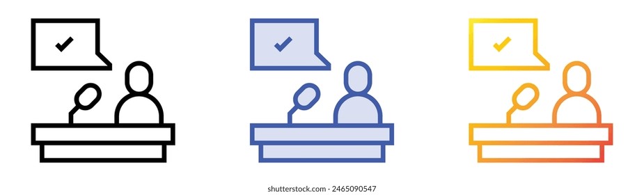 freedom of speech icon. Linear, Blue Fill and Gradient Style Design Isolated On White Background