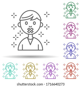 Freedom of speech man no talking multi color icon. Simple thin line, outline vector of no gubernamental organization icons for ui and ux, website or mobile application