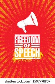 Freedom Of Speech. No Censorship and Equal Civil Rights. Creative Vector Poster Design Element. Inspirational Motivation Illustration On Rough Textured Background.