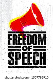 Freedom Of Speech. No Censorship and Equal Civil Rights. Creative Vector Poster Design Element. Inspirational Motivation Illustration On Rough Textured Background.
