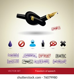 Freedom of speech. Vector set