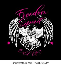 Freedom spirit angry eagle vector t-shirt fashion design