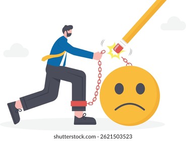 Liberdade de stress, ansiedade ou pensamento negativo, raiva ou emocional causando problema, saúde mental ou depressão, conceito sobrecarregado ou sobrecarregado,

