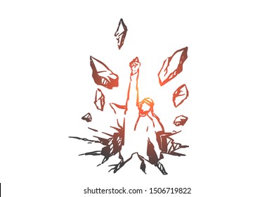 Freedom struggle, determination concept sketch. Hand drawn isolated vector