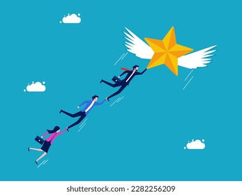 Freedom and success. Businessman employees fly with the stars. business concept vector