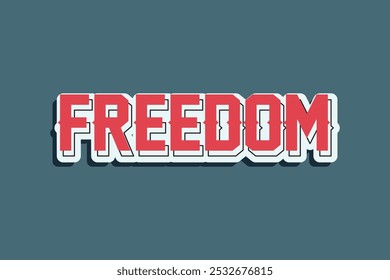 Freedom Text 70s Retro Vintage Design für T-Shirt - Verspielte und kühne Typografie Vektor Vorlage für T-Shirts, Kindertees, Banner, Poster, Wandkunst, Aufkleber, Becher, Tote Bags und Mini-Zeichen