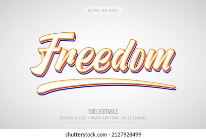 freedom of text effect 3d suitable for printing on t-shirts or jackets