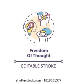 Freedom of thought concept icon. Conscience freedom idea thin line illustration. Thinking. Viewpoint and belief change. Vector isolated outline RGB color drawing. Editable stroke