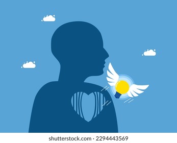 Freedom of thought and discovery of ideas. a light bulb blew out of the heart