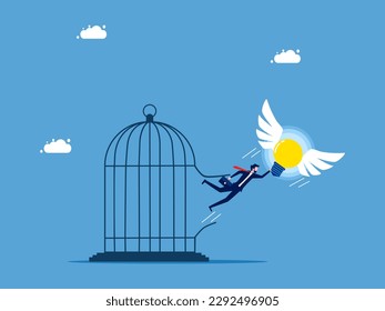 Freedom of thought and imagination. light bulb led a businessman to escape from prison