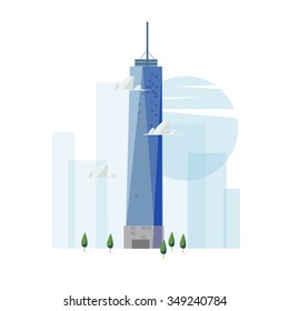 Freedom Tower Building. Famous Landmark Concept - Vector