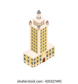 Freedom Tower In Miami Icon, Isometric 3d Style