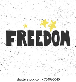 Freedom typography lettering text banner with golden crown on top in pastel colors. Good for web page design banner, motivational poster, wallpaper, sticker pack and social media content