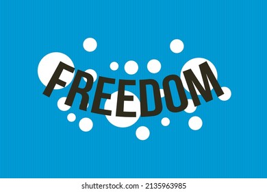 Freedom typography text vector design on blue background.  
