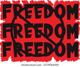 freedom typography unique t-shirt design. black and red coller.