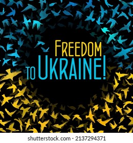 Freedom for Ukraine. Flying birds. Vector illustration