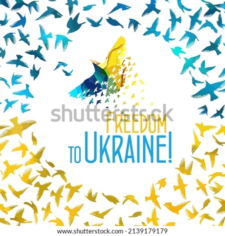 Freedom for Ukraine. Flying birds. Vector illustration