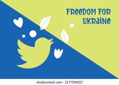 Freedom for Ukraine. Vector illustration with blue and yellow color. Background banner design with bird.