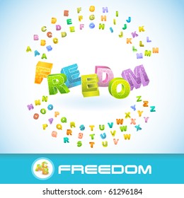 LIBERTAD. Ilustración vectorial 3d.