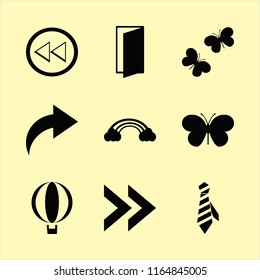 freedom vector icons set. with balloon, door open, left arrow and tie in set