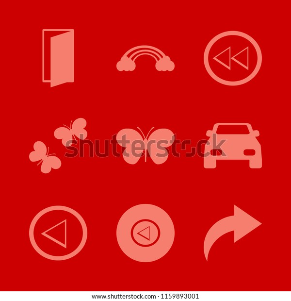 freedom vector icons set. with door open, left\
arrow, car and right arrow in\
set
