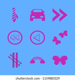 freedom vector icons set. with left arrow, butterfly, rainbow and butterflies in set