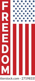 Freedom Vertical American Flag Typography Minimal Patriotic Design