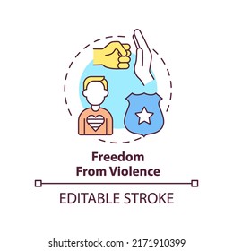 Freedom from violence concept icon. Protect from abuse. LGBT program abstract idea thin line illustration. Isolated outline drawing. Editable stroke. Arial, Myriad Pro-Bold fonts used