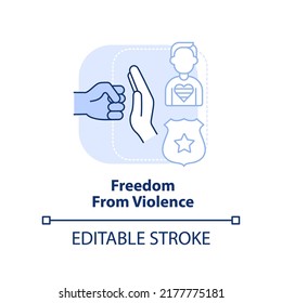 Freedom from violence light blue concept icon. Protect from abuse. LGBT program abstract idea thin line illustration. Isolated outline drawing. Editable stroke. Arial, Myriad Pro-Bold fonts used