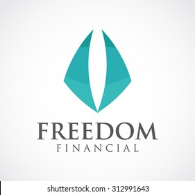 Freedom wing financial fly abstract vector logo design template economy business icon corporate identity symbol concept
