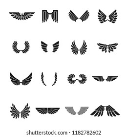 Freedom Wings emblems set. Heraldic Coat of Arms decorative logos isolated vector illustrations collection.