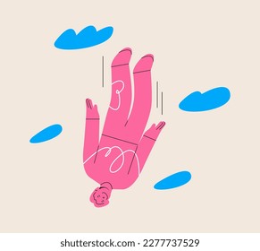 Freedom. Women fly down independent future. Colorful vector illustration