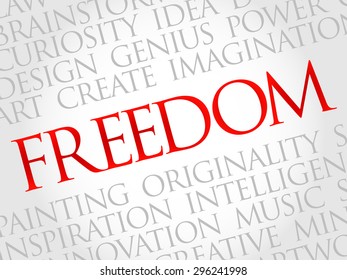 Freedom word cloud, business concept