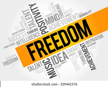 Freedom word cloud, business concept