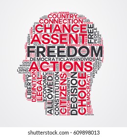freedom word cloud head typography