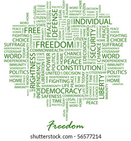 FREEDOM. Word collage on white background. Word cloud concept illustration of  association terms.