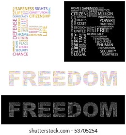 LIBERTAD. collage de palabras. Ilustración vectorial.
