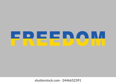 Freedom Word with Ukraine heart shape, Flag of Ukraine, National symbol, Flag Ukraine vector, The color of the original, Crisis in Ukraine concept
