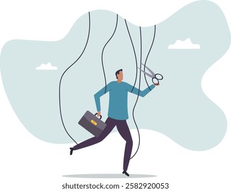 Freedom for work and decision making, authority to work independently, stop micromanagement, or people manipulation .business concept.flat character.