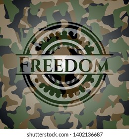 Freedom written on a camo texture. Vector Illustration. Detailed.