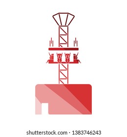 Free-fall ride icon. Flat color design. Vector illustration.