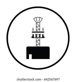Free-fall ride icon. Thin circle design. Vector illustration.